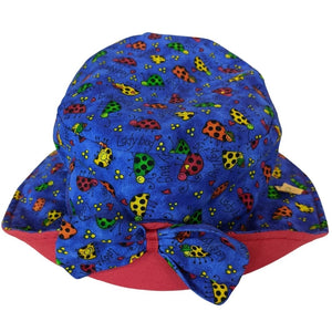 Ladybug On Blue Print Kids Sun Hat