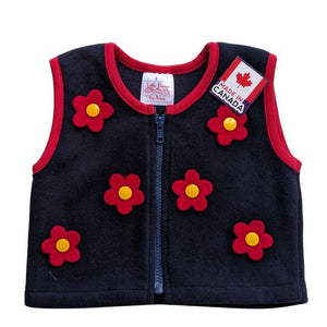 Fleece vest with flower